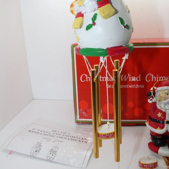 Set of 2 Santa & Snowman Wind Chime Ornaments New in Box - Picture 4 of 7